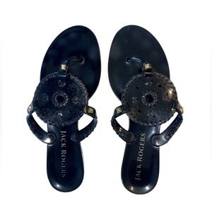 Jack Rogers Black Jelly Thong Sandals Women’s Size 8